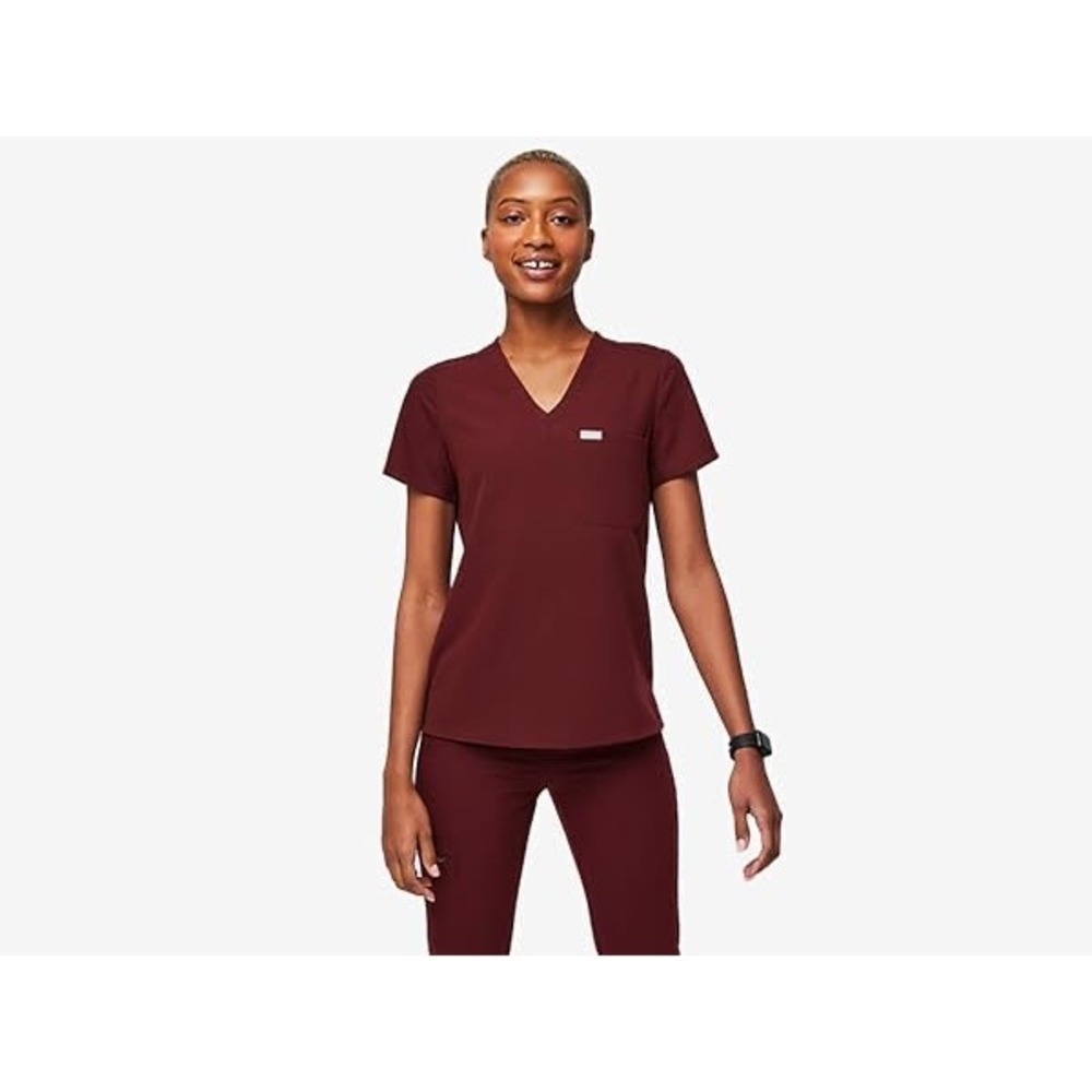 FIGS Catarina One-Pocket Scrub Top  Burgundy Women's Size XS